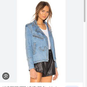 Understated Leather Studded Denim Jacket from Revolve